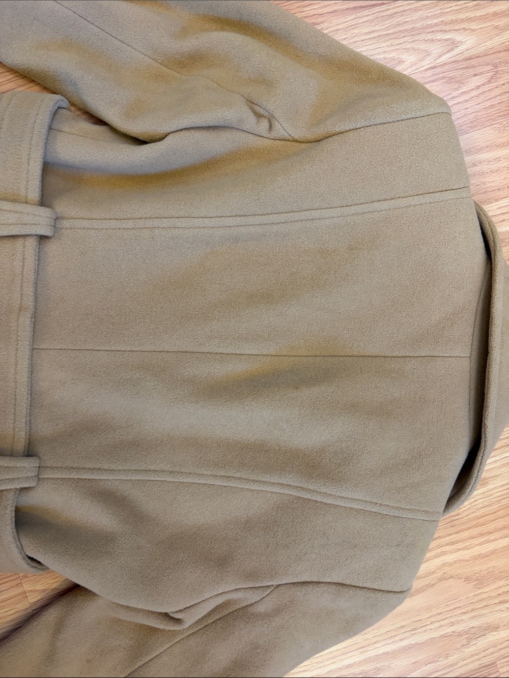 Anne Klein Camel-Tan Belted Wool-Blend Trench Coat - Picture 12 of 16